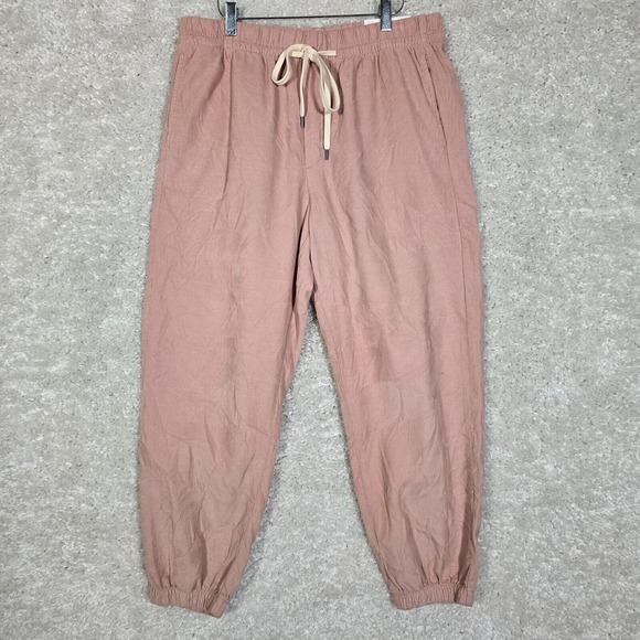 American Eagle Joggers Womens Large Pink Corduroy Stretch Drawstring Pull On‎ - Picture 1 of 15